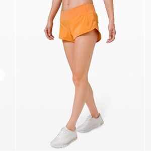Lululemon Monarch Orange Speed Up Shorts 2.5” Size 6